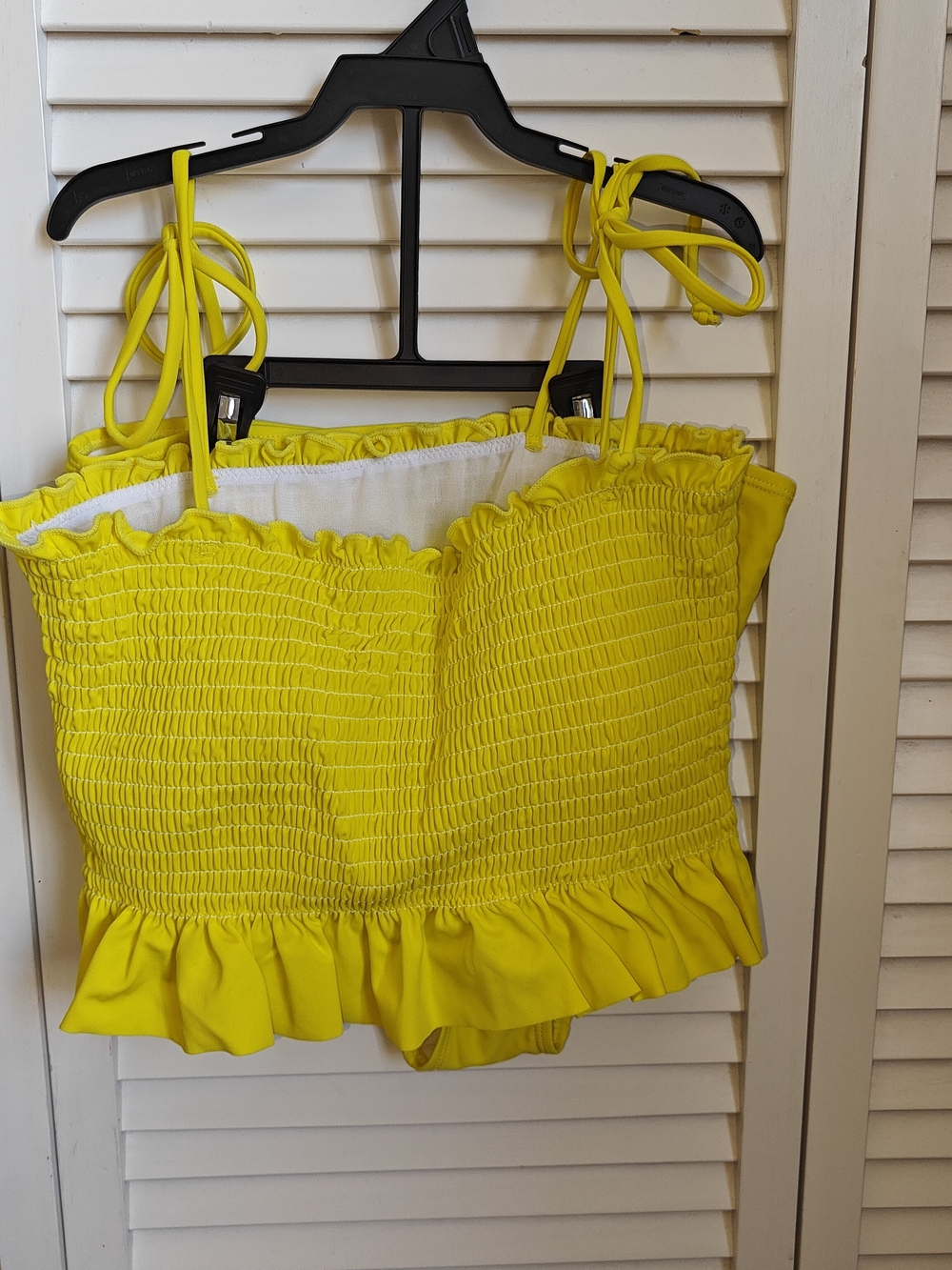 Molybell Bright Yellow Smocked Ruffle Tie-Shoulder Bikini Set Women's Size M